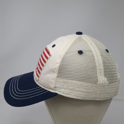 Baseball Cap White Blue Red One Size American Flag Patch Mesh Back Slideback Hat