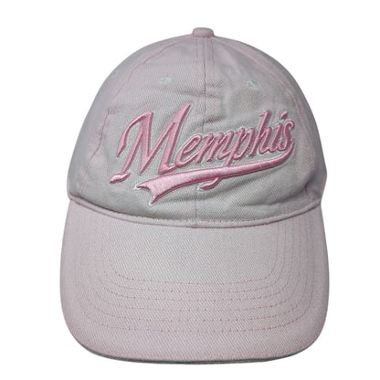 Memphis Strapback Hat Pink One Size Adjustable Embroidered Vented Holes 6 Panel