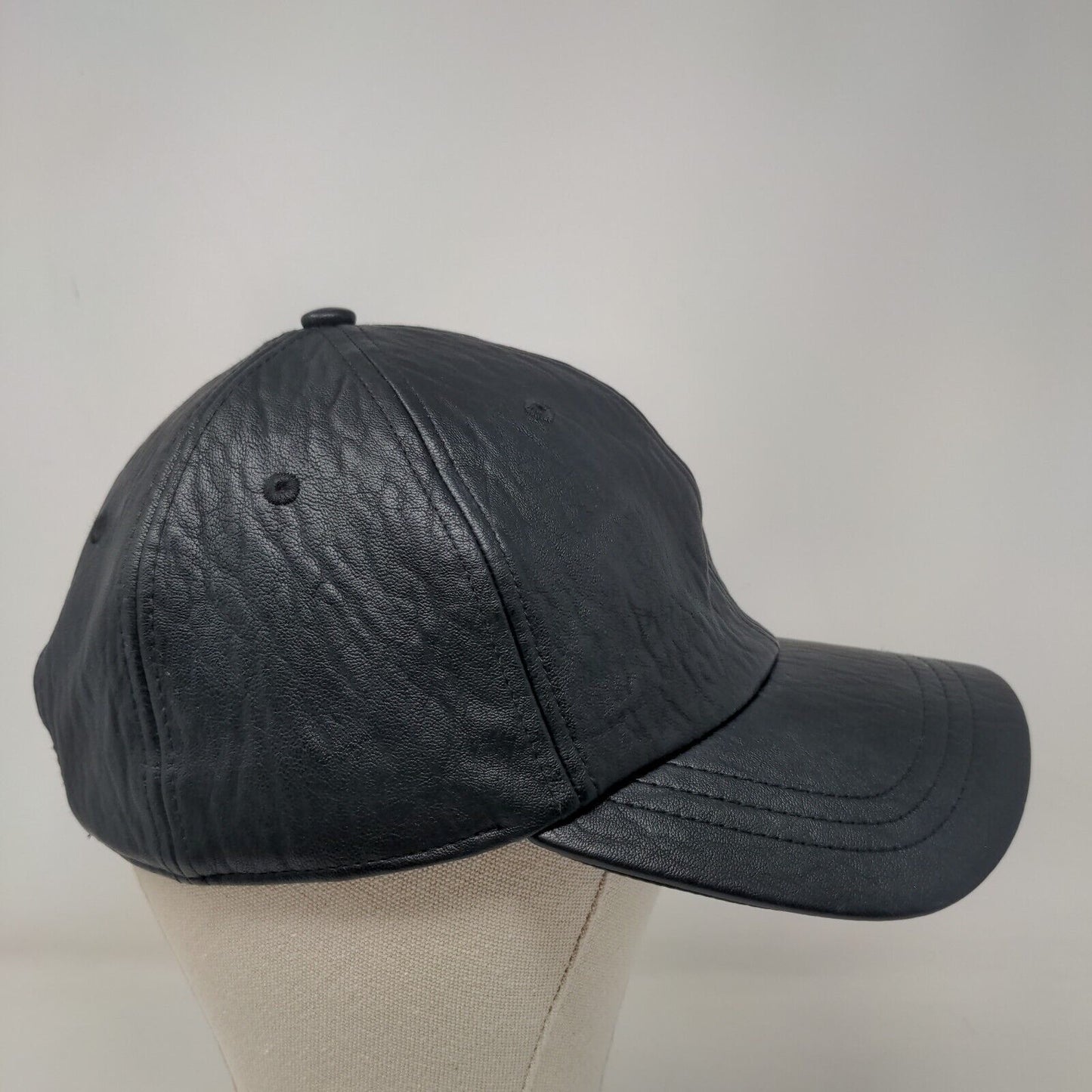 A New Day Fitted Vegan Leather Hat Black One Size 6 Panel Blank