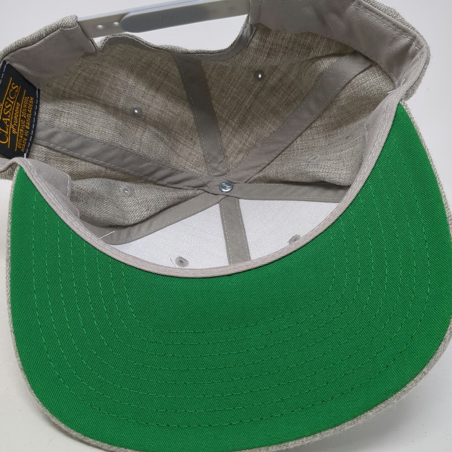 Yupoong Snapback Hat Gray One Size Toyota Logo Green Underbrim Flat Brim Wool
