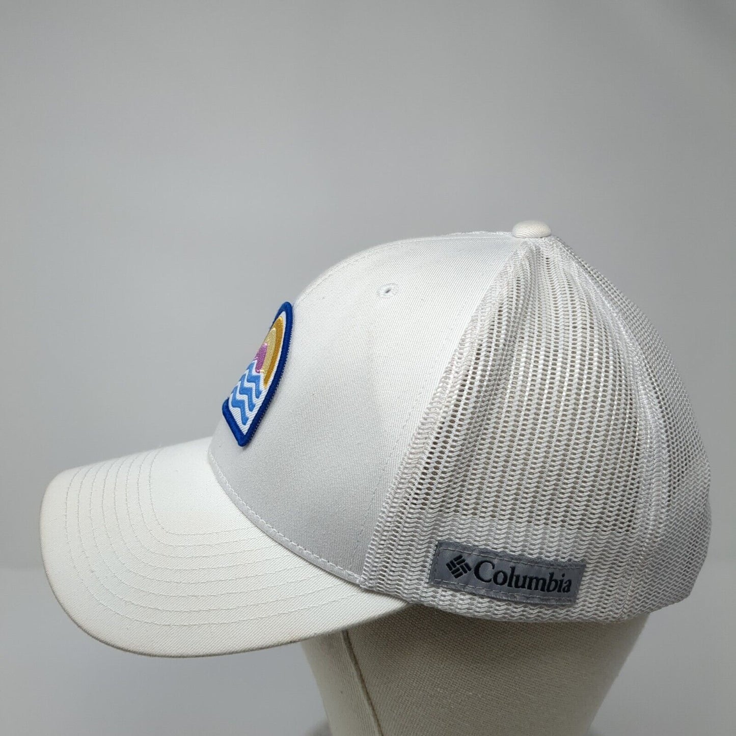 Sunset Waves Patch Snapback Trucker Hat White One Size Mesh Back Columbia