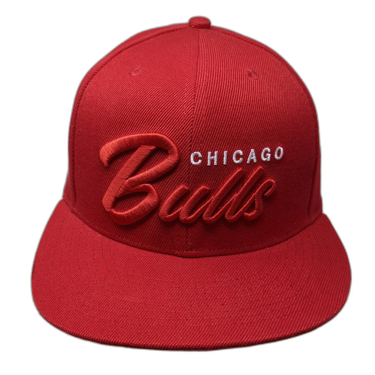 Ultra Game Chicago Bulls NBA Snapback Hat Red One Size 3D Script Logo Flat Brim