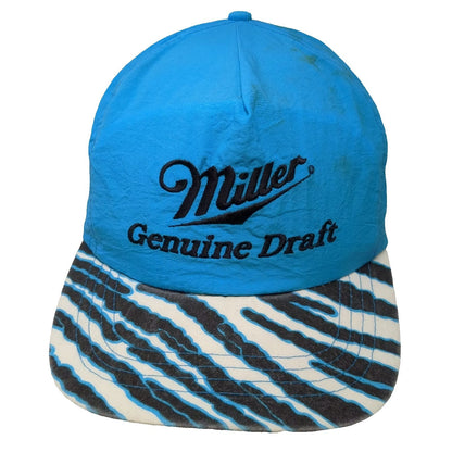 Miller Genuine Draft Hat Trucker Blue OS Snapback Zebra Embroidered Vintage