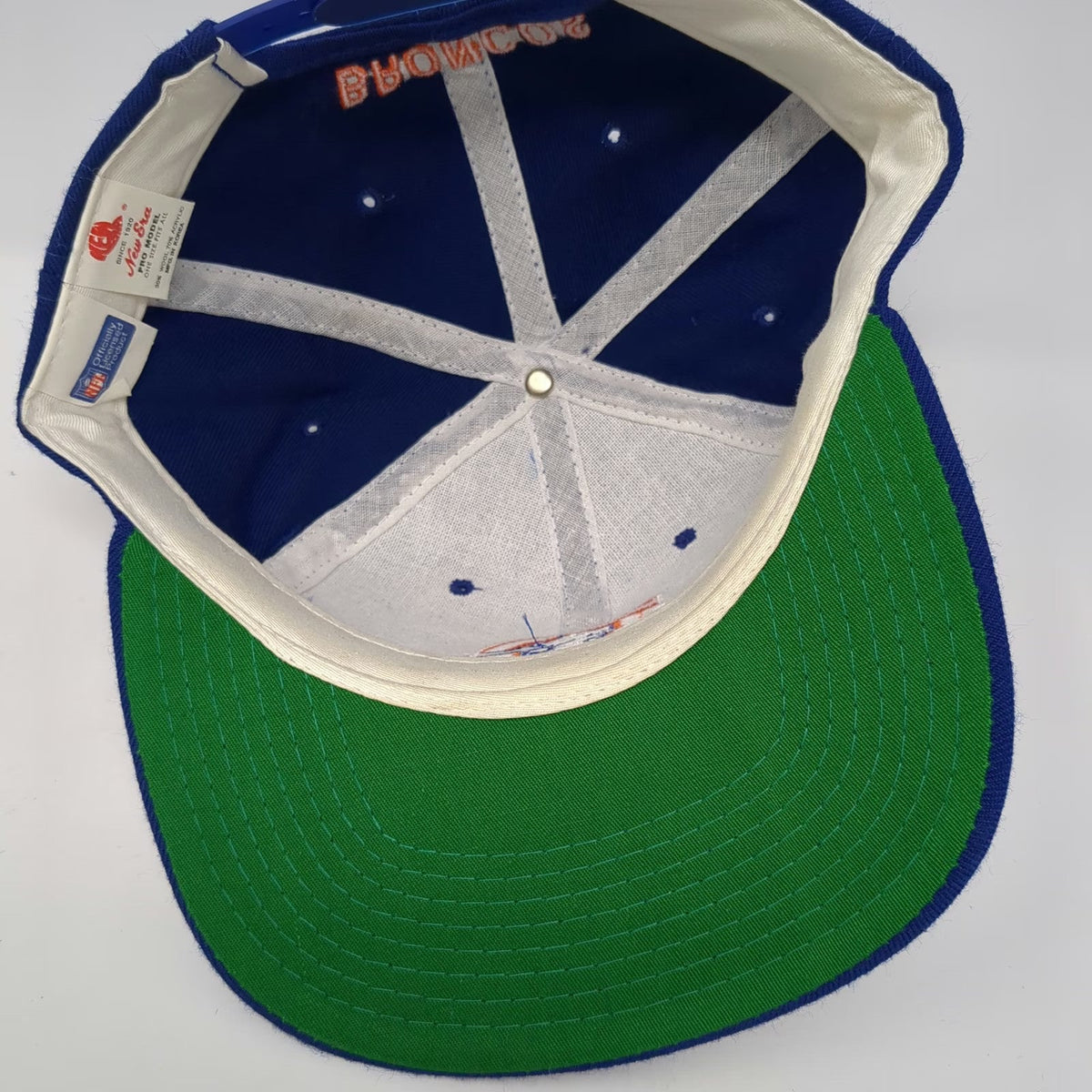 Denver Broncos NFL New Era Snapback Hat Blue OSFM Green Underbrim Wool Blend Pro