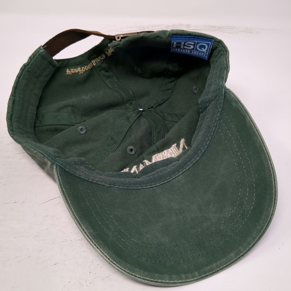 Harvard Square Baseball Cap Green One Size Newman's Own Fine Foods Leather Strap