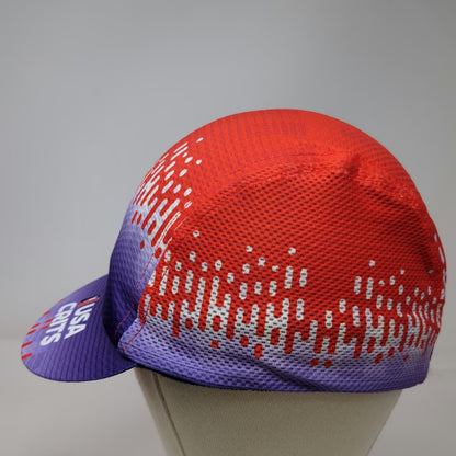 Jakroo 5 Panel Cap Purple Red L/XL USA Crits Cycling Hat Flip Up Brim Polyester
