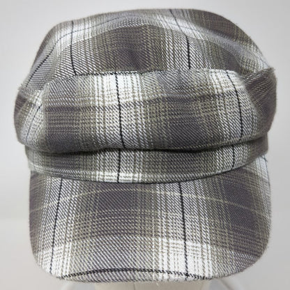 Pugs Gear Army Cap Gray White Black One Size Plaid Pattern Elastic Back Hat