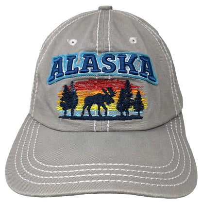 Wear U Been Baseball Cap Gray One Size Alaska Moose Sunset Contrast Stitch Hat