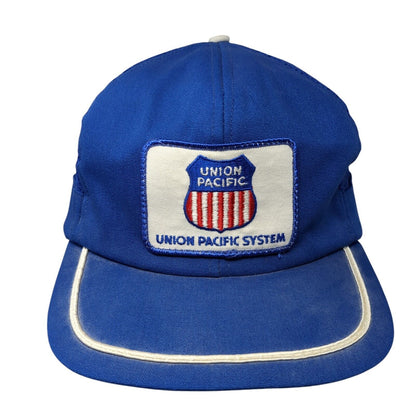 Union Pacific System Snapback Trucker Hat Blue One Size Adjustable Mesh Back