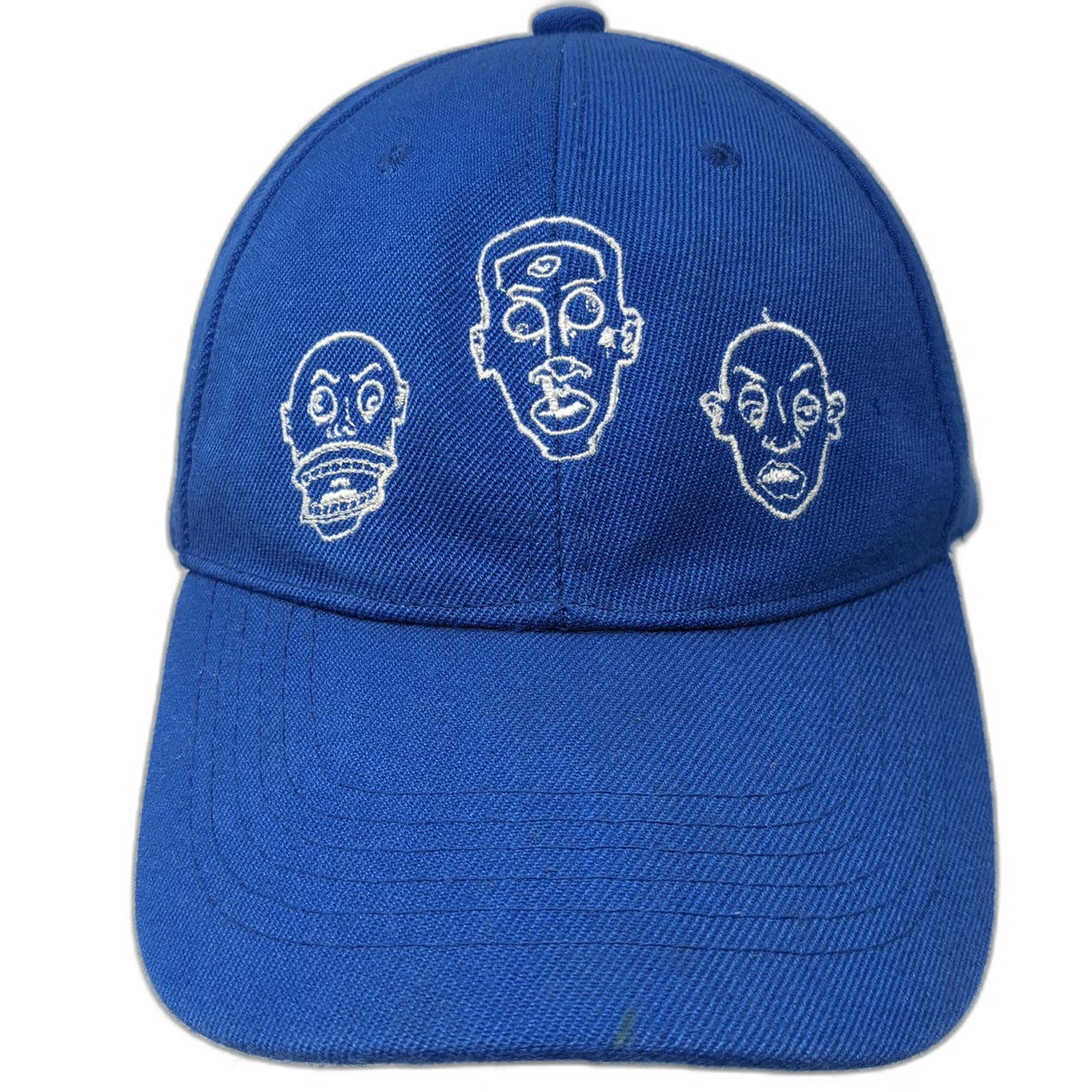Blue Baseball Cap One Size Embroidered Three Faces Graphic Abstract Art Hat