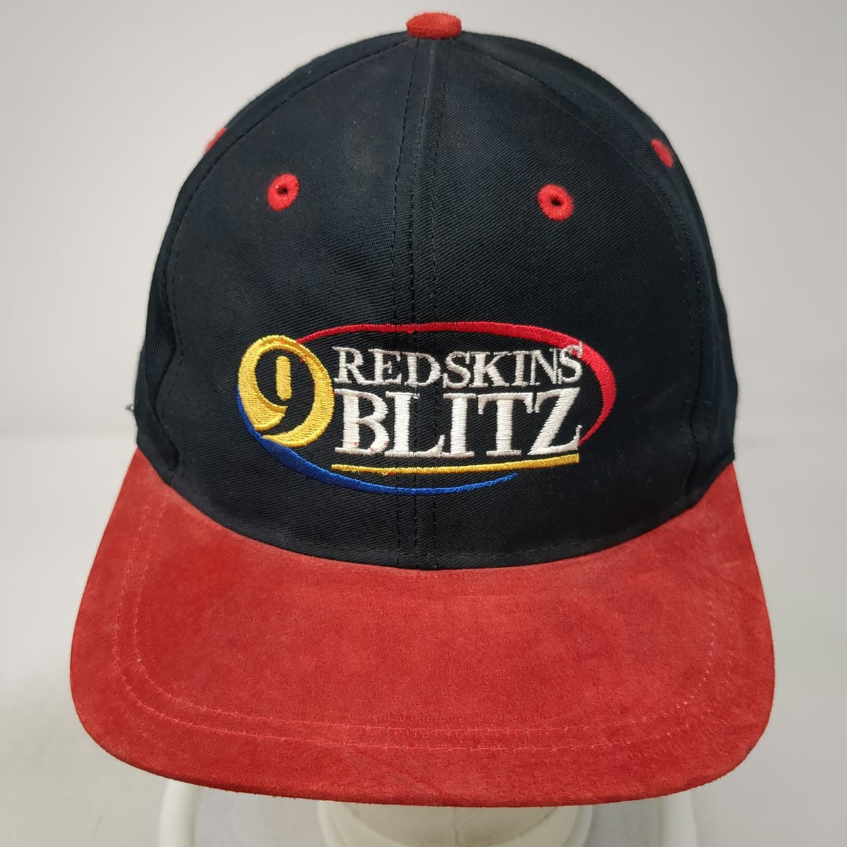 Head To Toe Baseball Cap Black Red Suede Brim 9 Redskins Blitz Hat Vintage