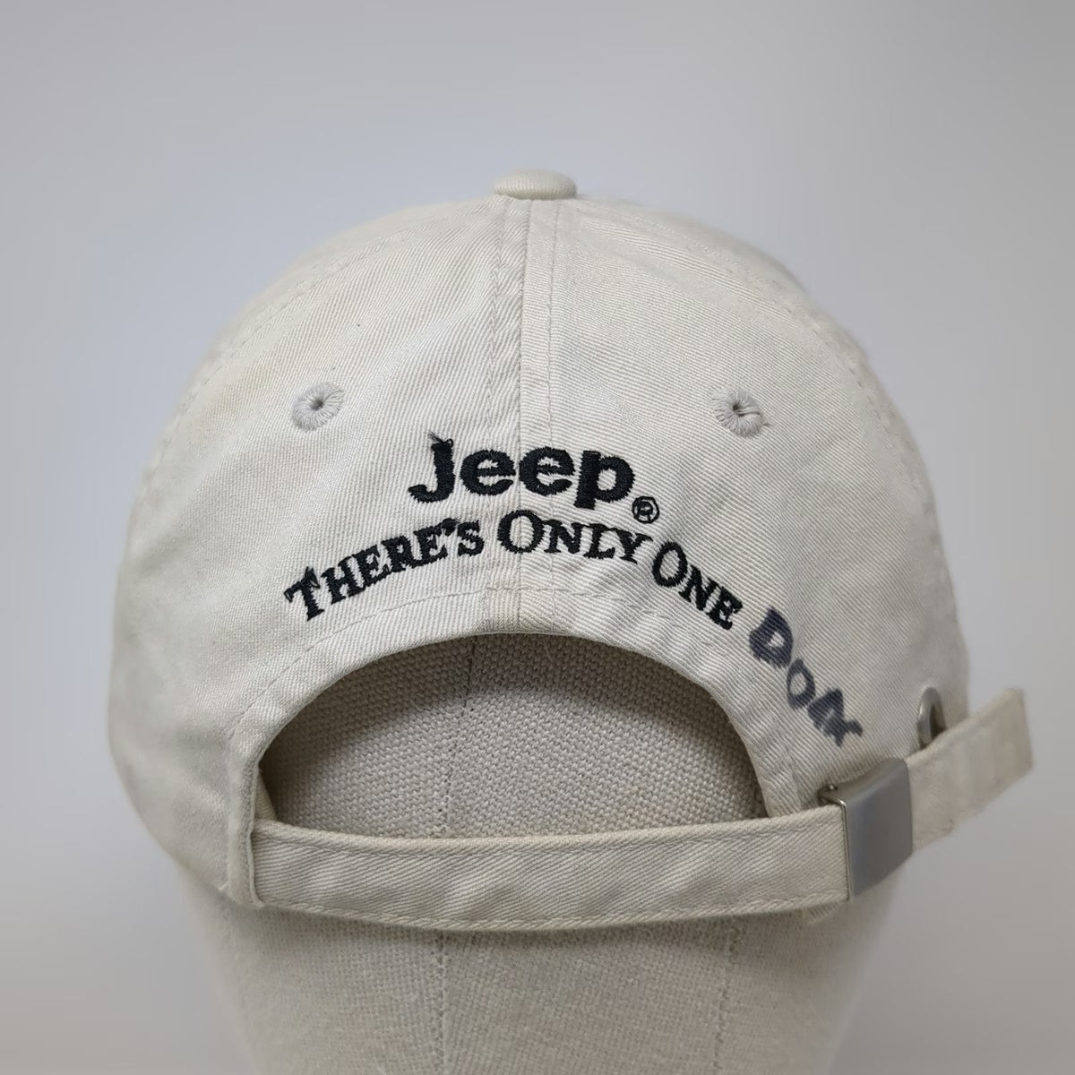 Jeep Baseball Cap Beige One Size Bearded Smiley Face Adjustable Strapback Hat