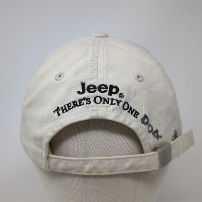 Jeep Baseball Cap Beige One Size Bearded Smiley Face Adjustable Strapback Hat