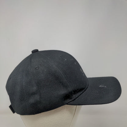 Unbranded Strapback Hat Black One Size 6 Panel Vent Holes Blank Solid