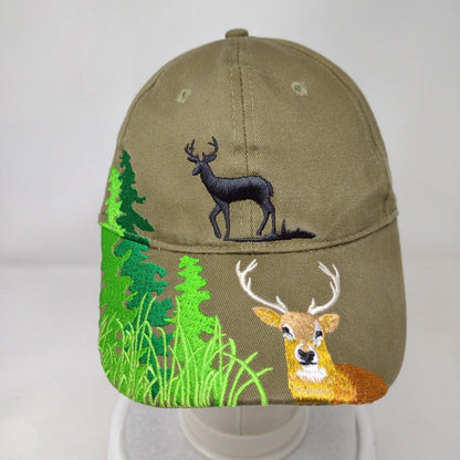 Whitetail Deer Strapback Hat Multicolor One Size Adjustable Embroidered Cotton