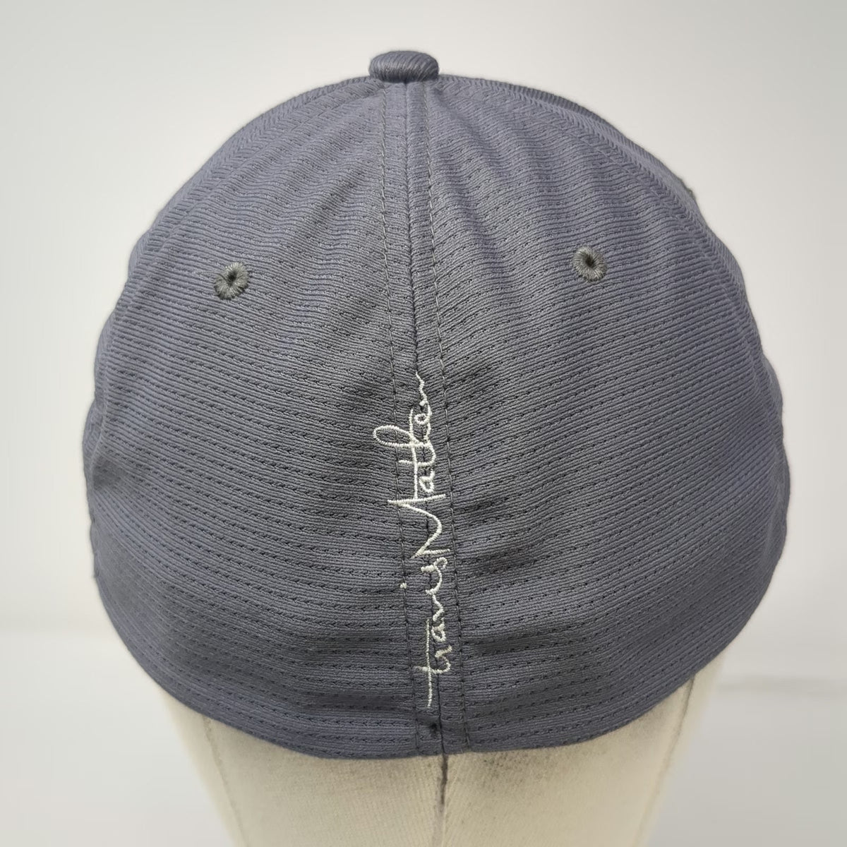 TravisMathew Baseball Cap Gray XL Flexfit Textured Side Logo Back Script Hat
