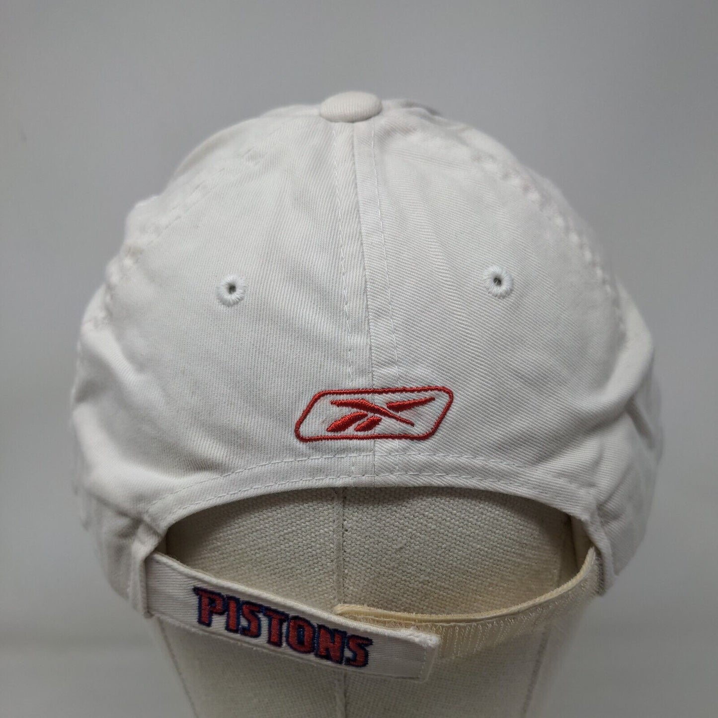 Reebok Detroit Pistons Strapback Hat White Embroidered Logo Adjustable NBA