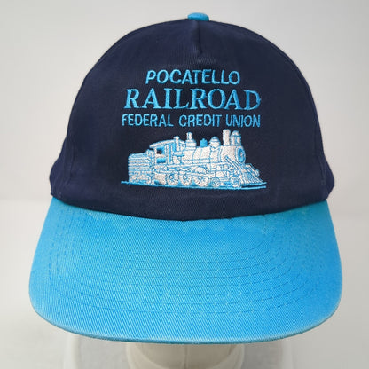 Pocatello Railroad Federal Credit Union Snapback Hat Blue OS Adjustable Poppers