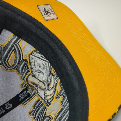 Top Level Snapback Black Yellow One Size Hat Paid In Full Money Print Flat Brim