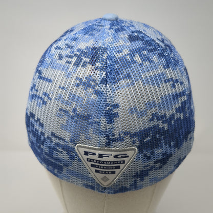 Columbia PFG Fitted Trucker Hat Blue Medium Lightweight Embroidered Mesh Back