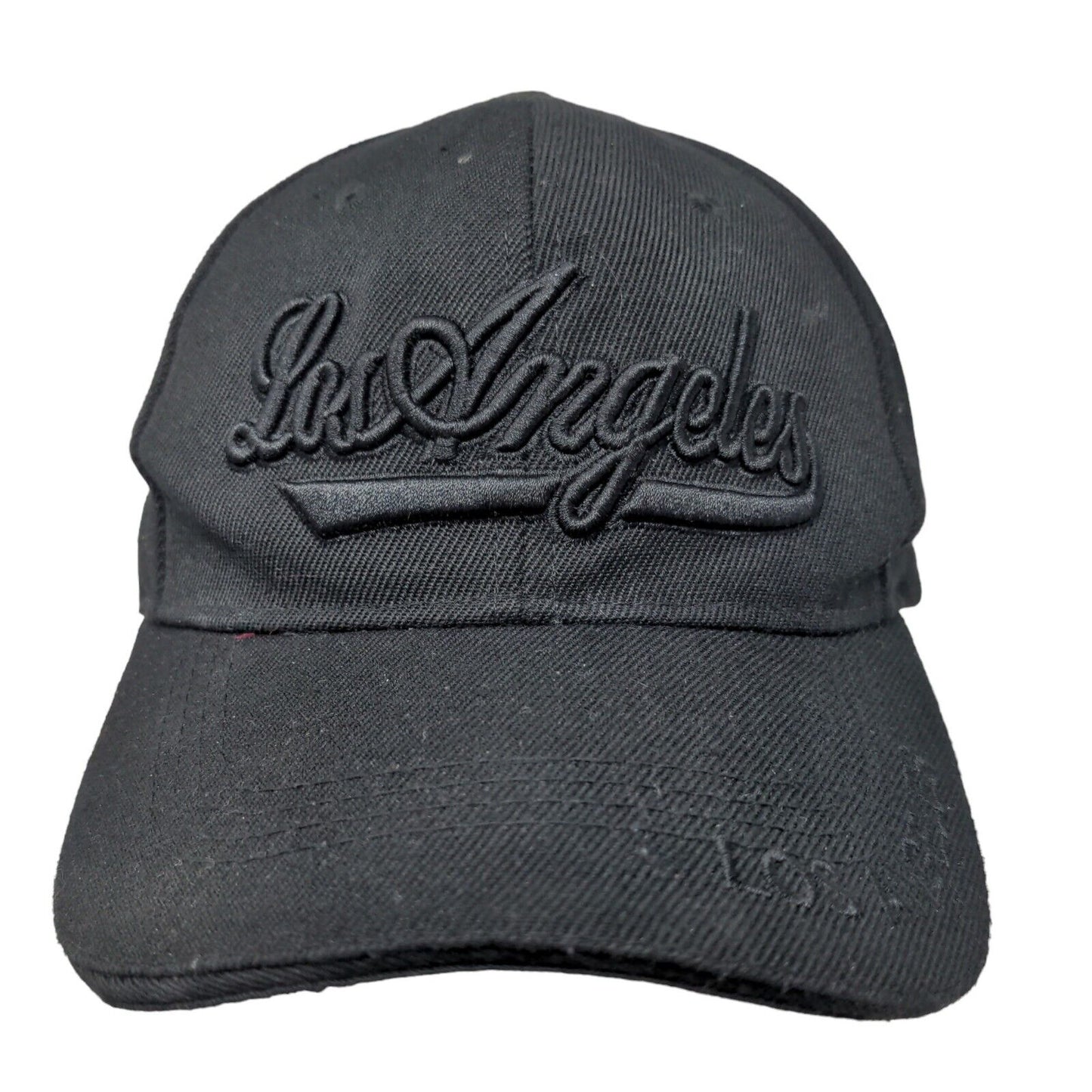 A.H.S. Men's Strapback Hat Black Embroidered Los Angeles Spell Out Logo