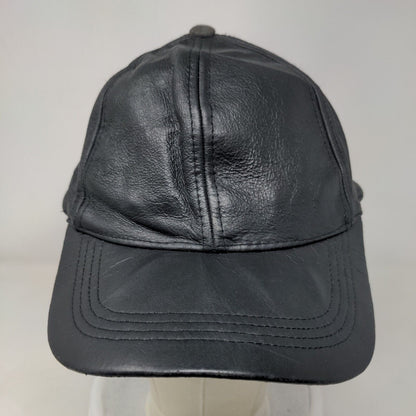Cap By Bee Strapback Hat Black OSFA Adjustable Genuine Leather Blank