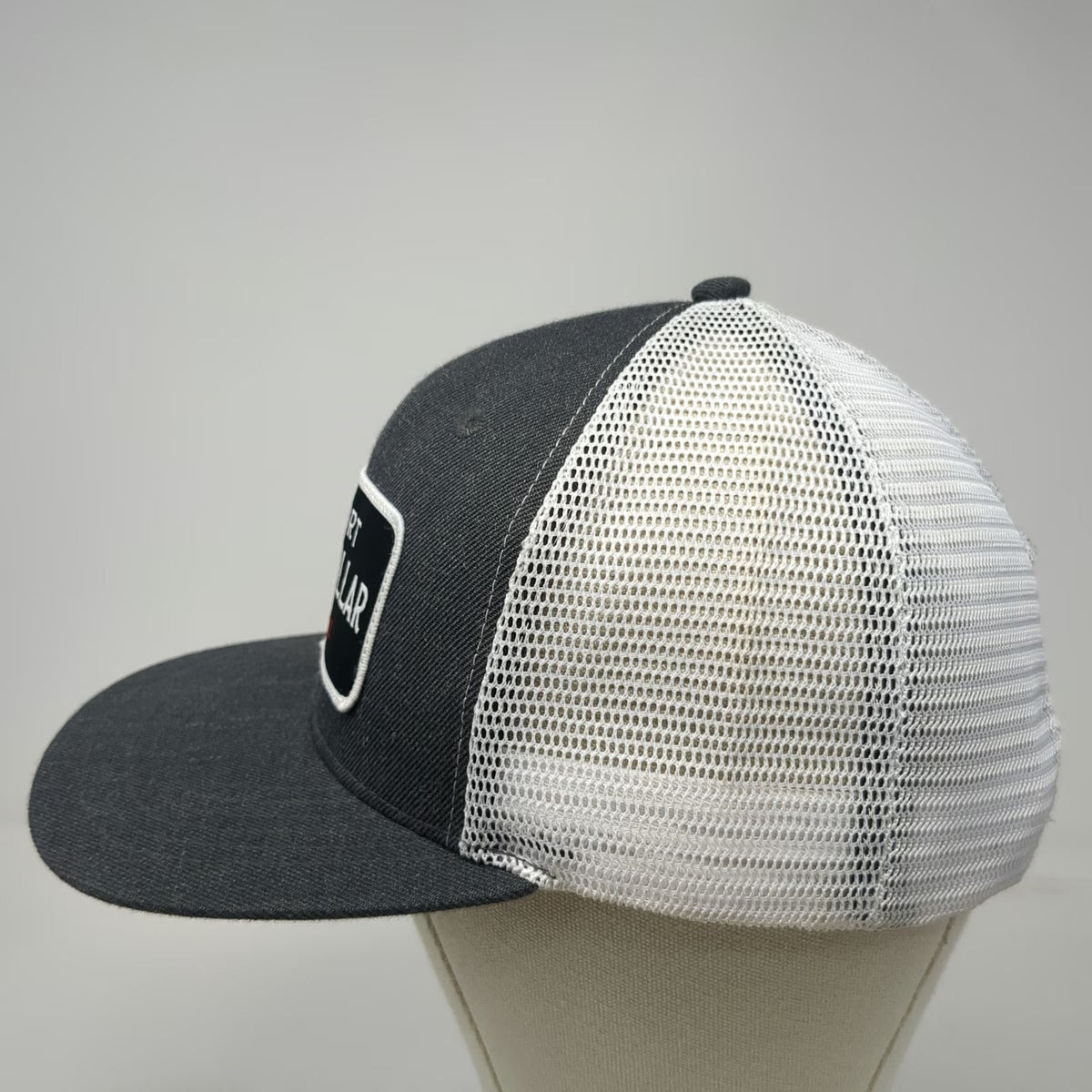 Troll Co. Clothing Trucker Hat Gray One Size Mesh Support Blue Collar Snapback