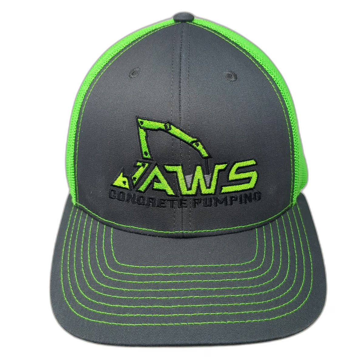 Richardson Trucker Hat Gray Green One Size Jaws Concrete Pumping Mesh Snapback