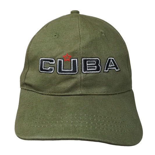 Cuba Strapback Hat Green One Size Embroidered Adjustable 6 Panel