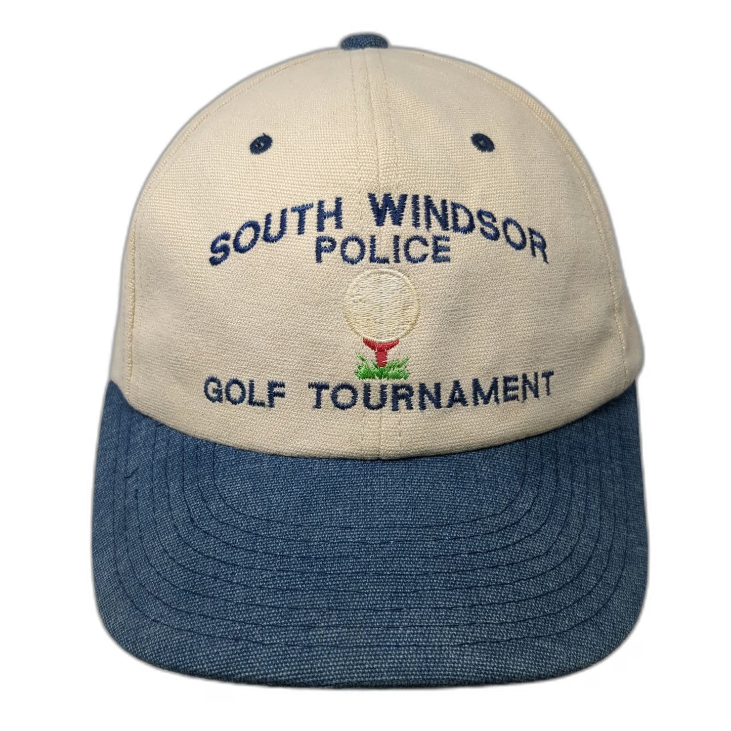 Yupoong Baseball Cap Hat Beige Blue OS South Windsor Police Golf Tournament