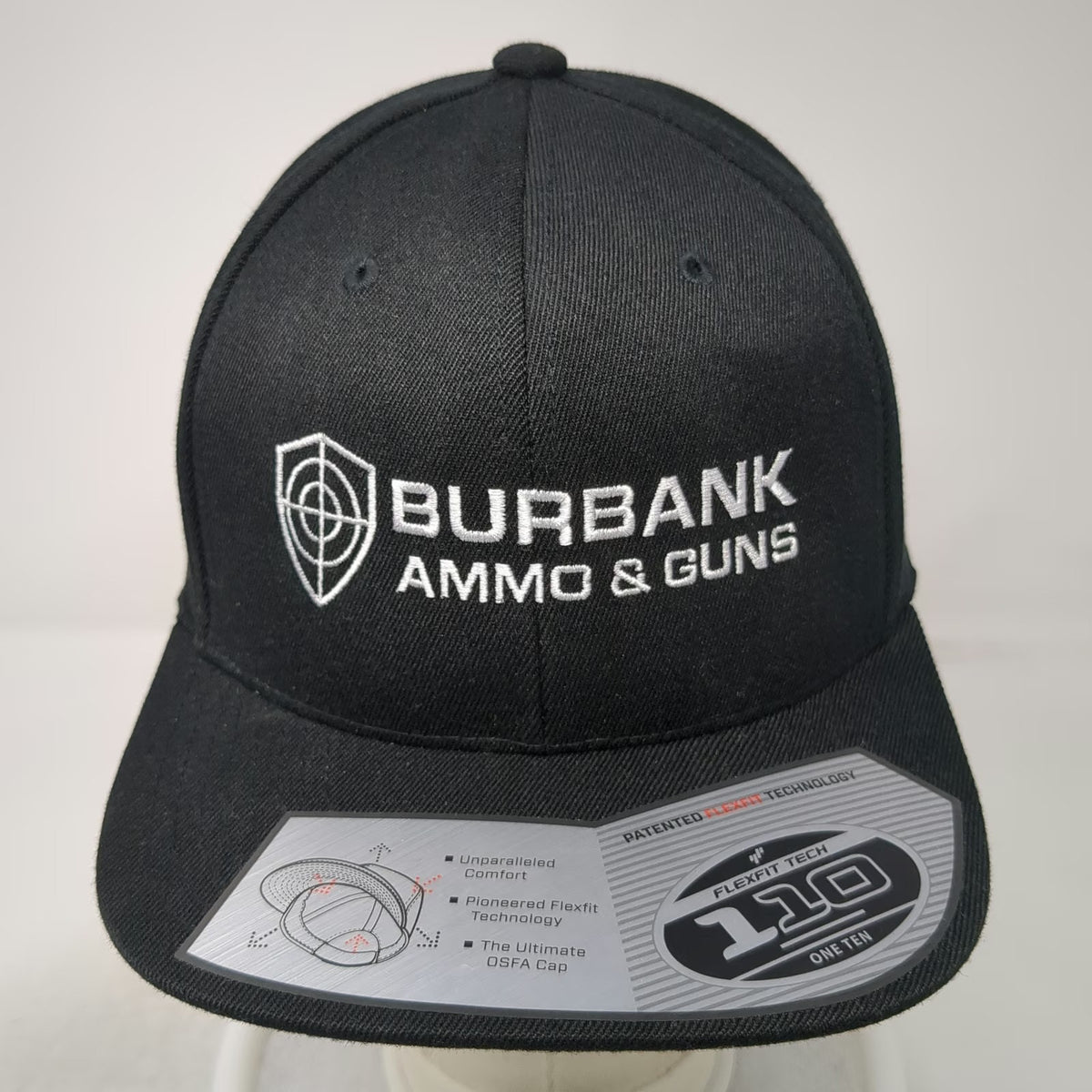 Flexfit Snapback Black One Size Burbank Ammo & Guns Target Shield Logo 110 Hat