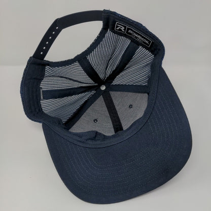 Richardson Snapback Mesh Back Trucker Hat Blue Small Patch Adjustable