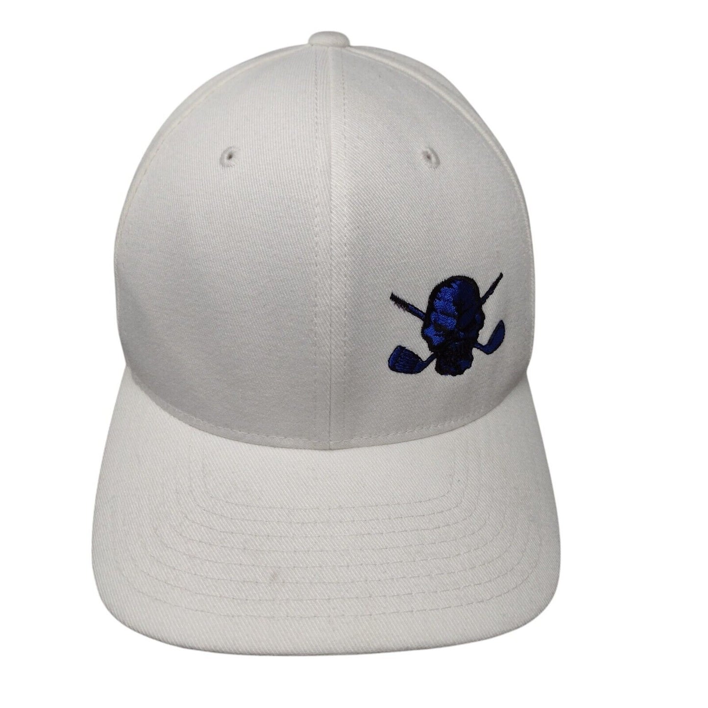 Yupoong Flexfit 110 Strapback Hat White One Size Embroidered 6 Panel