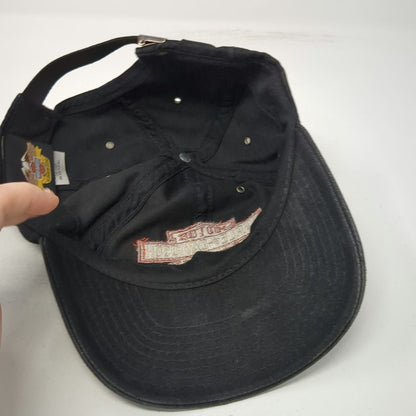 Harley-Davidson Baseball Cap Black One Size Strapback Leather Made In USA Hat