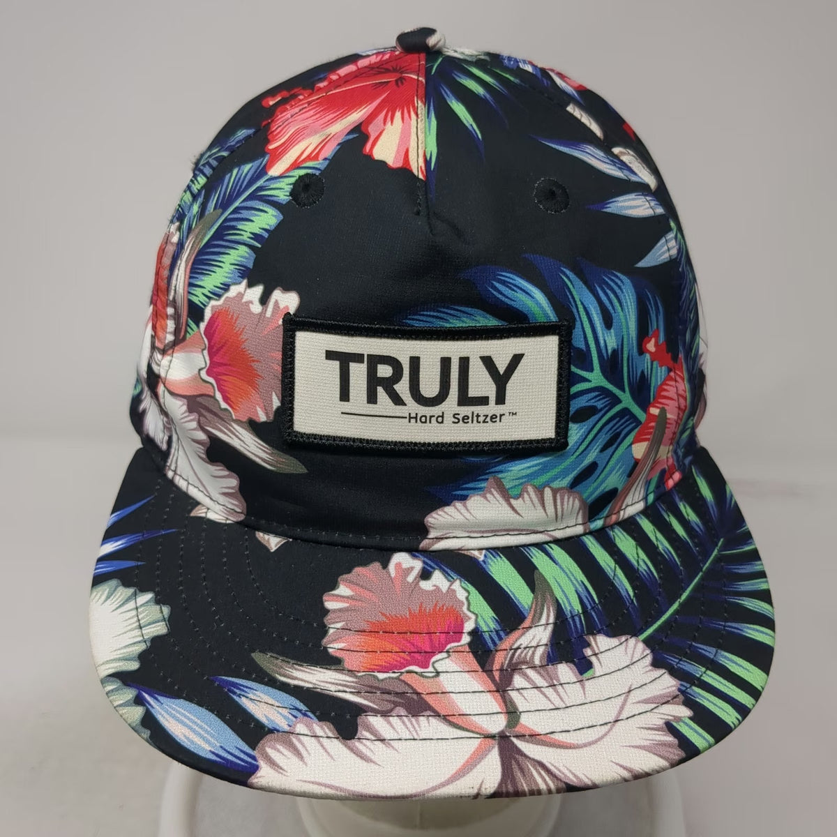 Truly Hard Seltzer 5 Panel Black Tropical Floral Snapback One Size Hat Logo