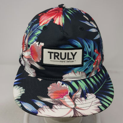 Truly Hard Seltzer 5 Panel Black Tropical Floral Snapback One Size Hat Logo