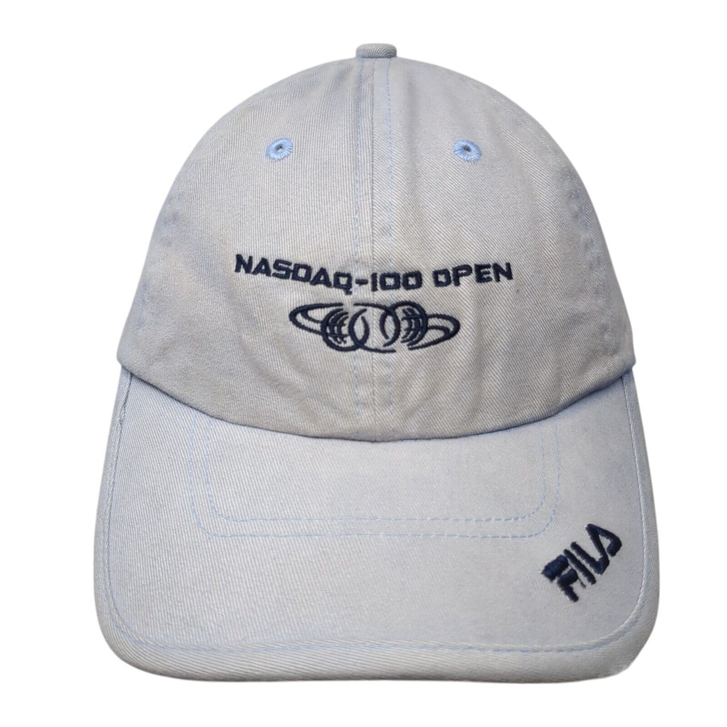 Nasdaq-100 Open Slideback Baseball Cap Blue One Size Adjustable Embroidered FILA
