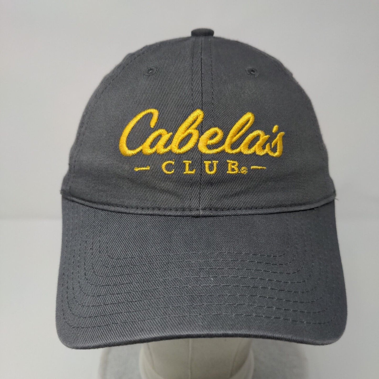 Cabela's Club Slideback Hat Gray OSFM Adjustable Embroidered Logo 6 Panel