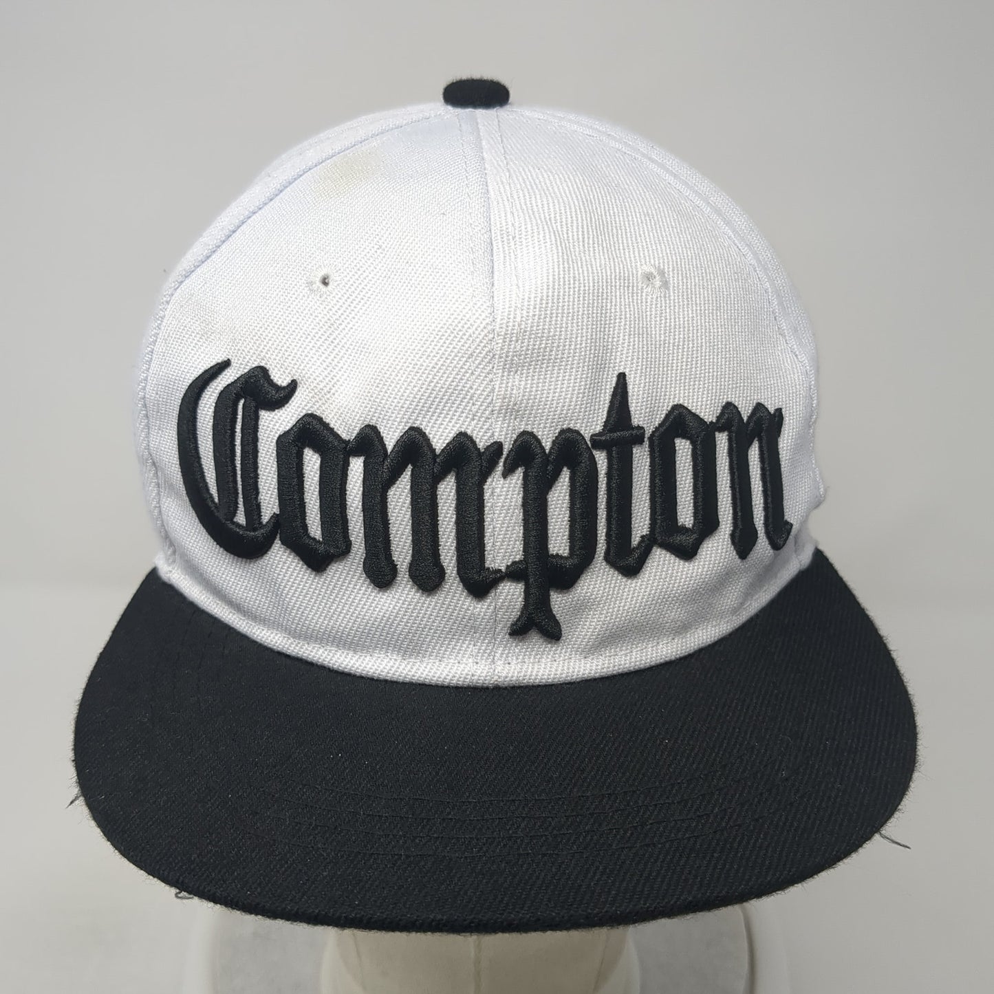 Compton Snapback Hat White One Size Adjustable Embroidered Colorblock