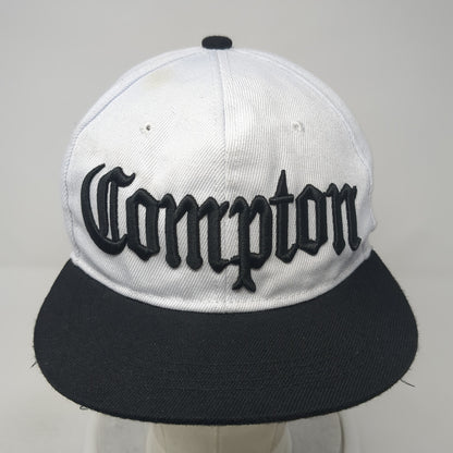 Compton Snapback Hat White One Size Adjustable Embroidered Colorblock
