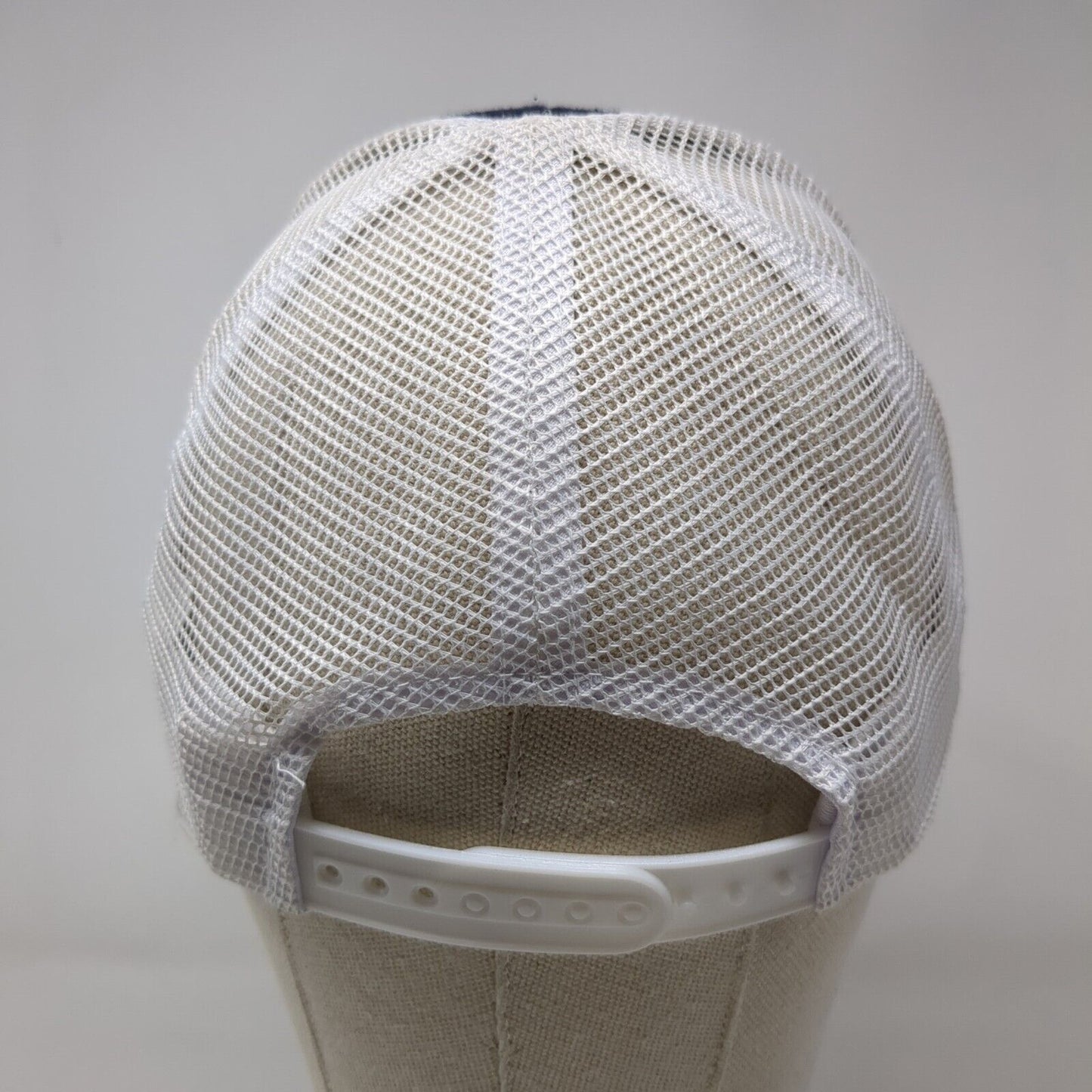 Leather Patch Snapback Mesh Back Trucker Hat Blue One Size Colorblock