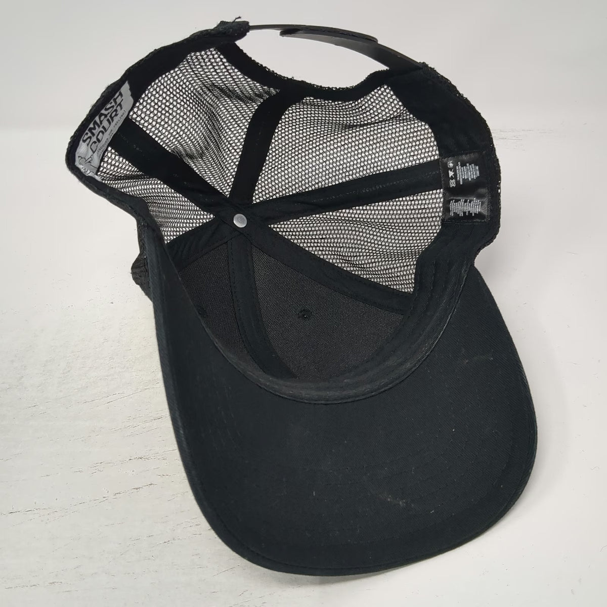 Smash Court Trucker Hat Black One Size Mesh Back Pickleball Graphic Snapback