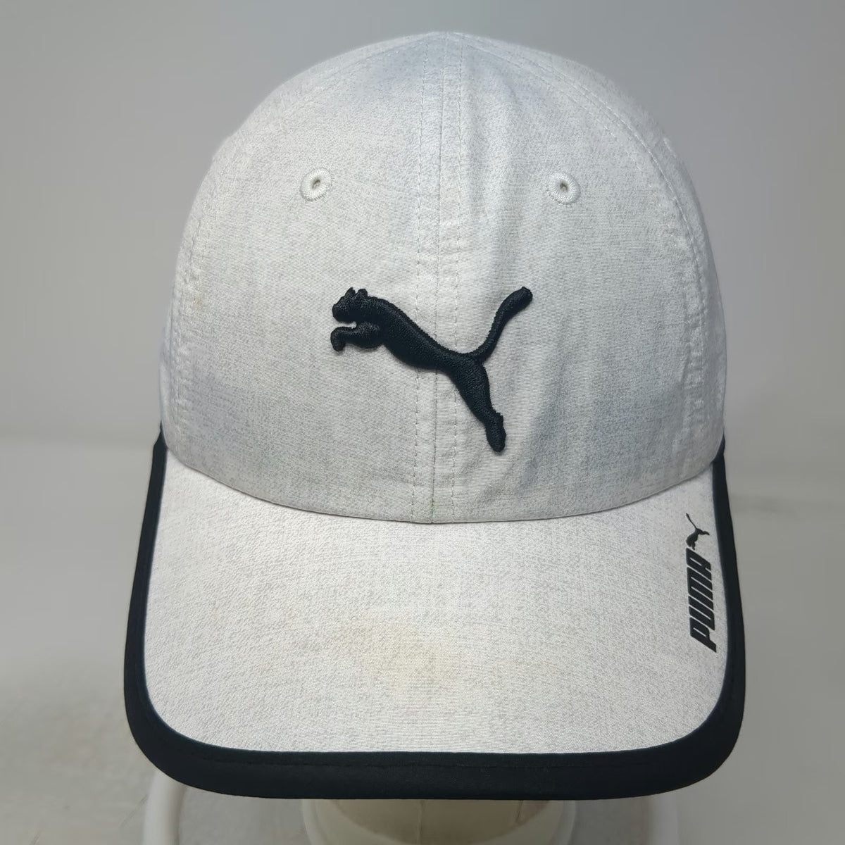 Puma Baseball Cap Gray Black Pink One Size Cat Logo Strapback Curved Brim Hat