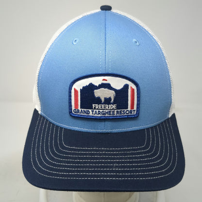Richardson Trucker Hat Blue White One Size Grand Targhee Resort Bison Patch Mesh