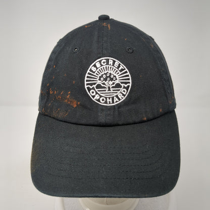 Secret Orchard Slideback Hat Black Embroidered Logo Adjustable 100% Cotton