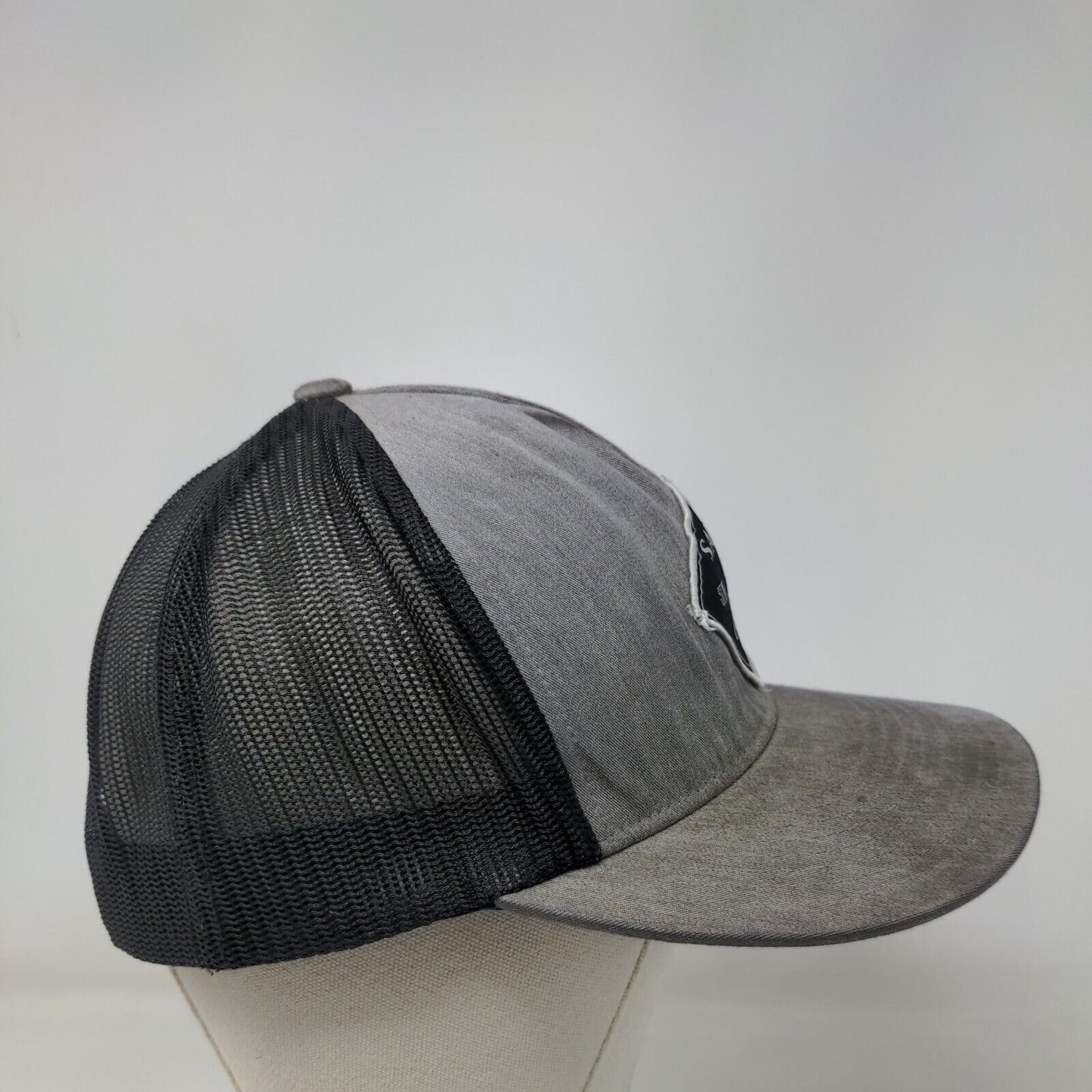 Salty Crew Patch Snapback Mesh Back Trucker Hat Gray OSFM Fishing Hook