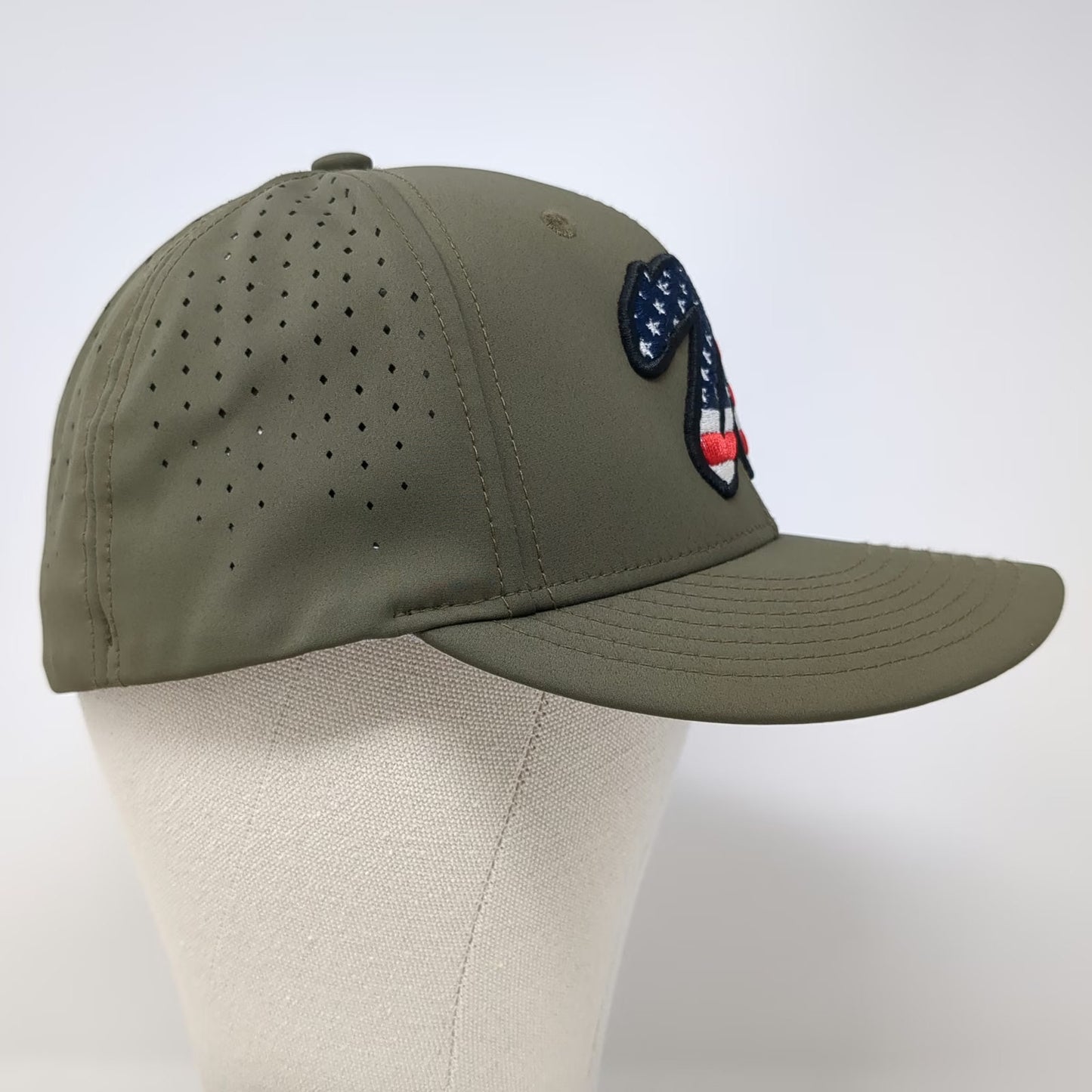 Champro Baseball Cap Green Red White Blue Size M USA Flag W Stretch Fit Hat
