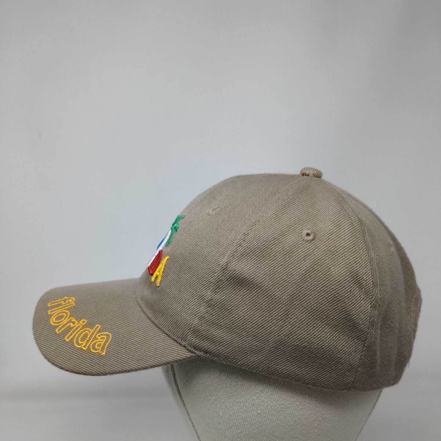 Florida Strapback Hat Tan OSFA Adjustable Embroidered 6 Panel Solid