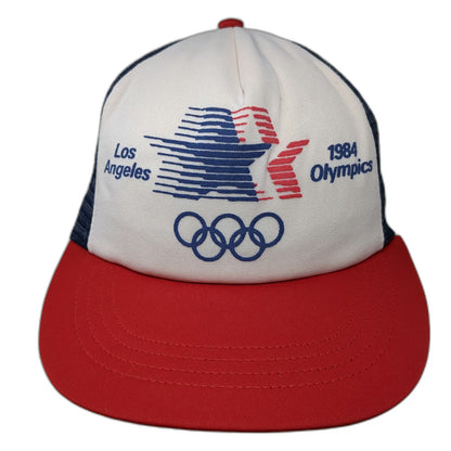 Action Headwear 1984 Los Angeles Olympics Trucker Hat White Red Blue Vintage