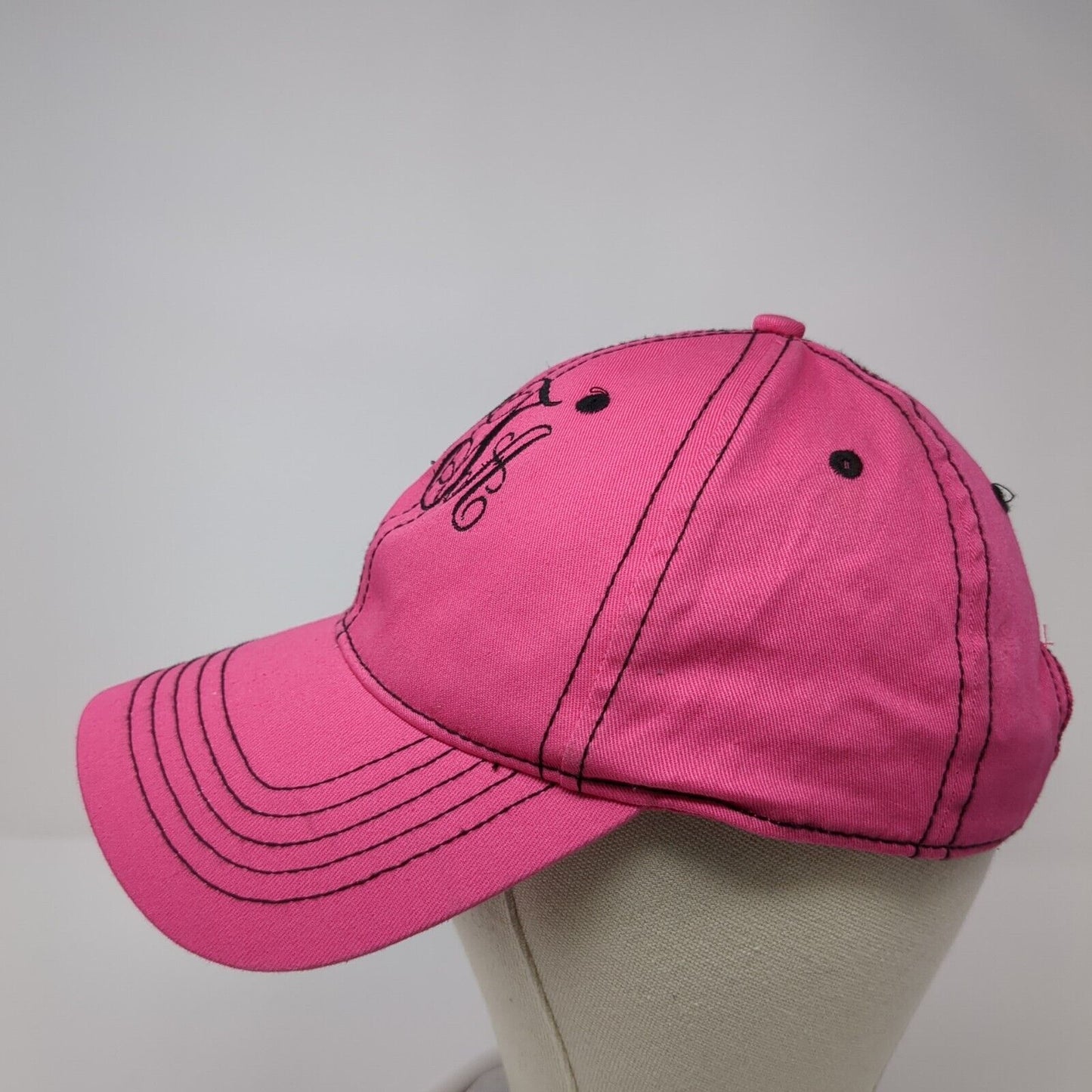 WTA Monogram Strapback Hat Pink One Size Adjustable Embroidered 6 Panel Cotton